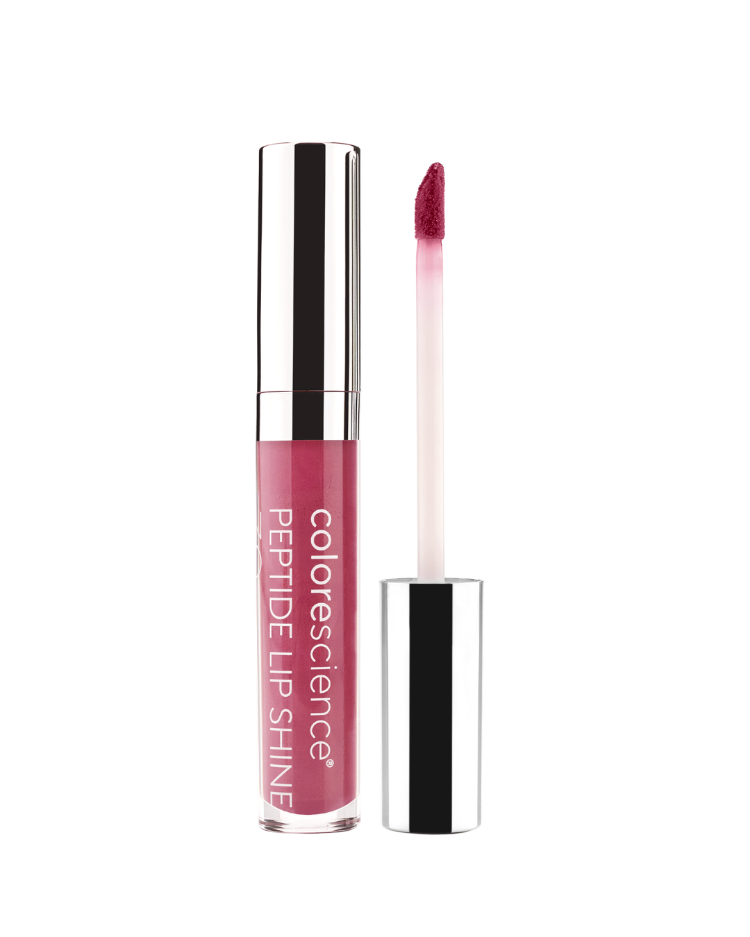 Colorescience Peptide Lip Shine SPF 35 in a berry shade, hydrating lip gloss with sunscreen and peptides