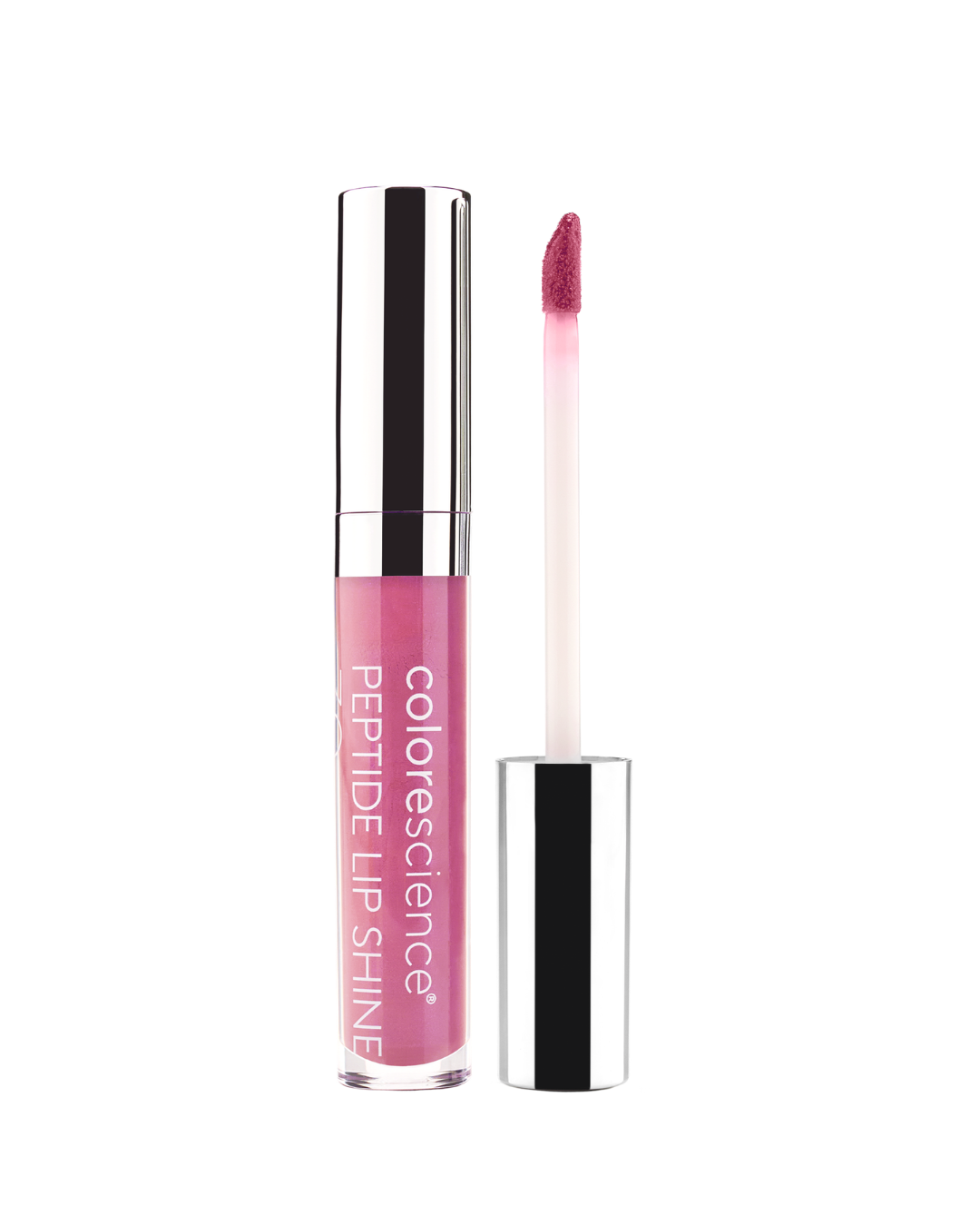 Colorescience Peptide Lip Shine SPF 35 in a pink shade, hydrating lip gloss with sunscreen and peptides