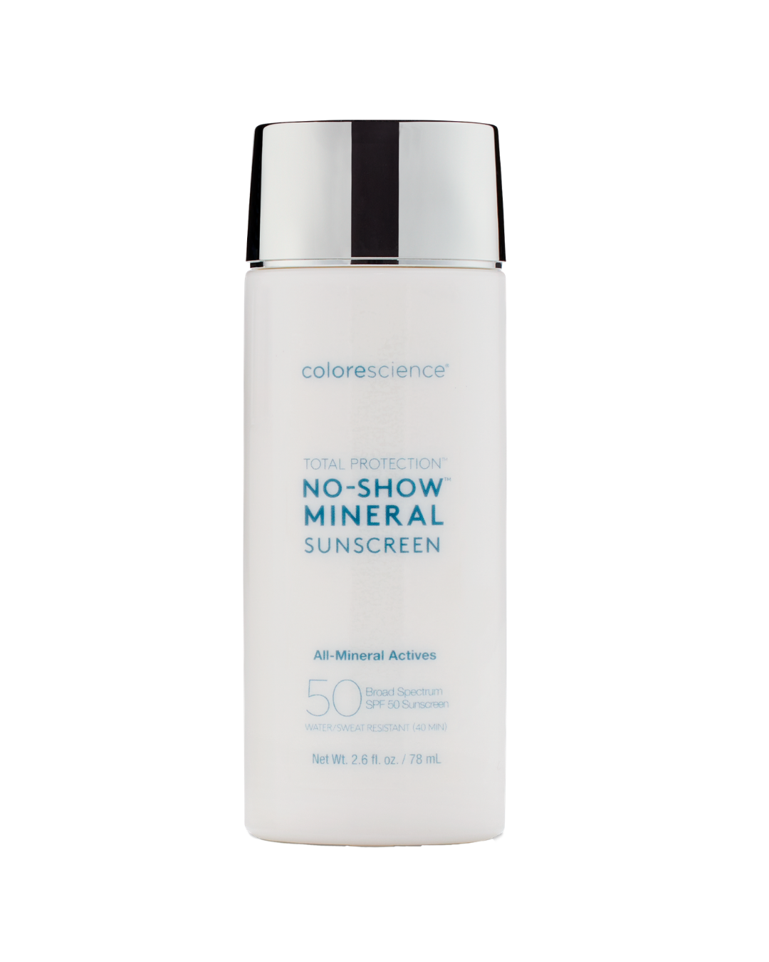 Colorescience Total Protection No-Show Mineral Sunscreen SPF 50 for face and body, 2.6 fl oz bottle