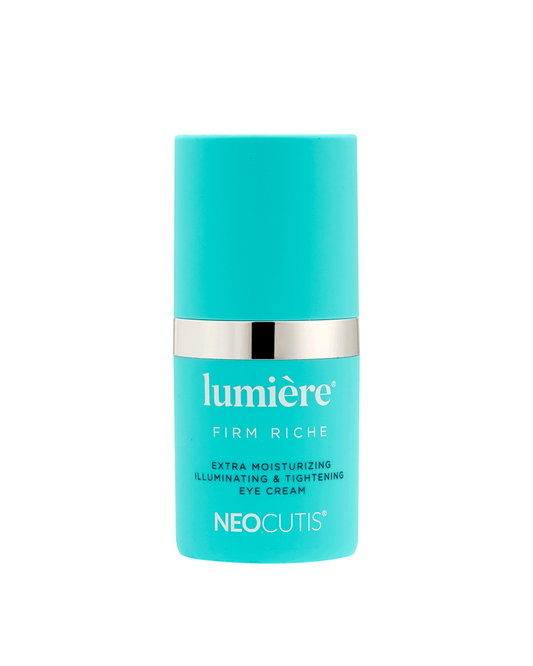 NEOCUTIS Lumiere Firm Riche extra moisturizing illuminating and tightening eye cream in a turquoise jar